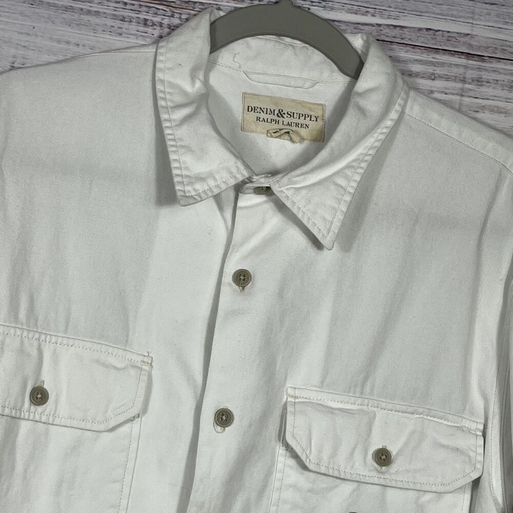 Denim Supply Ralph Lauren Shirt Utility Shirt Mens XL Oxford White L/S READ